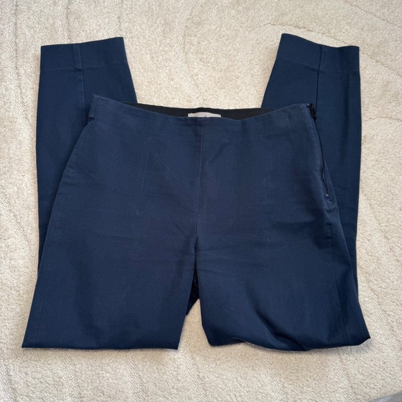 Everlane Pants - Everlane Pants Women 8 Navy Blue Side Zip Stretch Cotton Slim‎ Straight Pull on